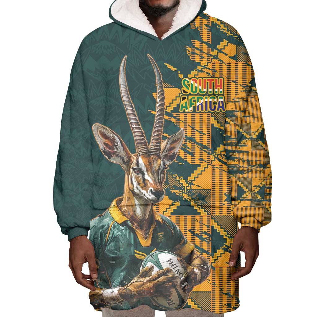 South Africa Rugby Custom Wearable Blanket Hoodie Afro Springboks Mascot Sporty Version LT9