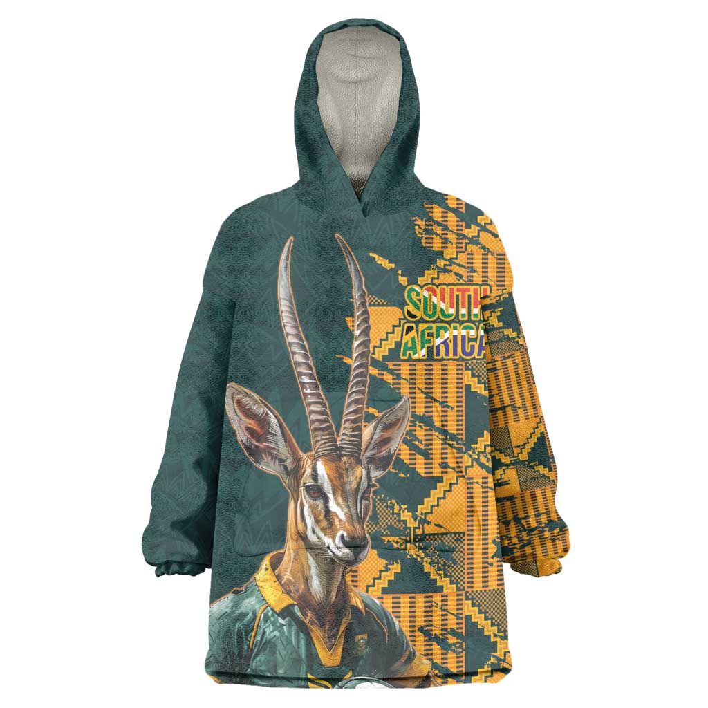 South Africa Rugby Custom Wearable Blanket Hoodie Afro Springboks Mascot Sporty Version LT9