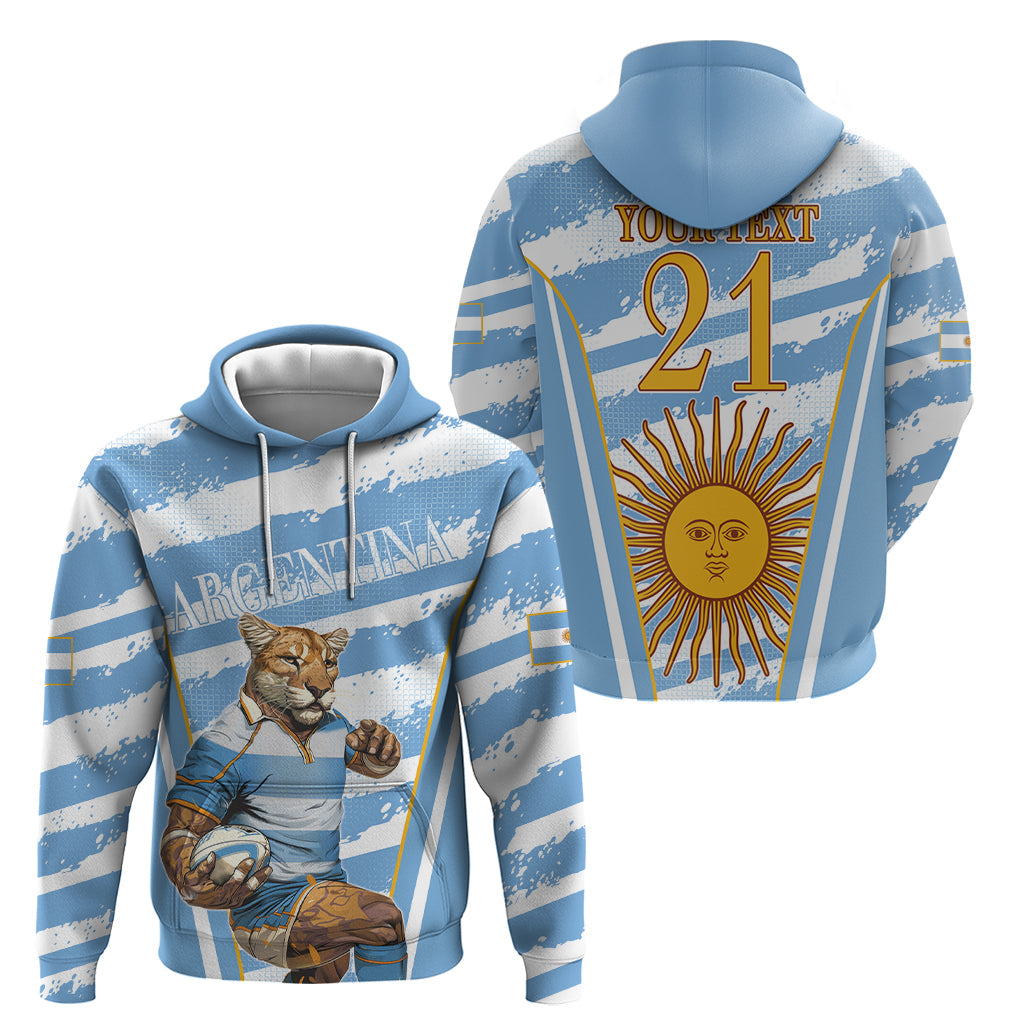 Custom Vamos Argentina Hoodie The Pumas Rugby Mascot Sporty Version LT9
