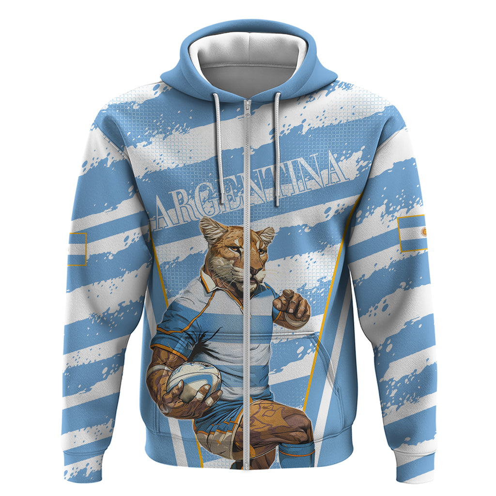 Custom Vamos Argentina Hoodie The Pumas Rugby Mascot Sporty Version LT9