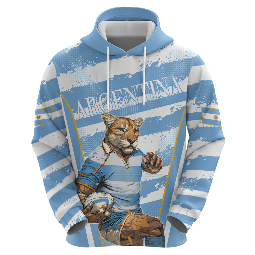 Custom Vamos Argentina Hoodie The Pumas Rugby Mascot Sporty Version LT9