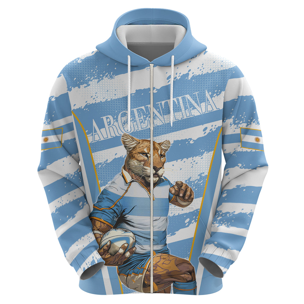 Custom Vamos Argentina Hoodie The Pumas Rugby Mascot Sporty Version LT9