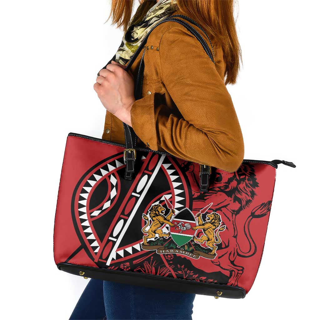 Kenya With African Shield Leather Tote Bag LT9