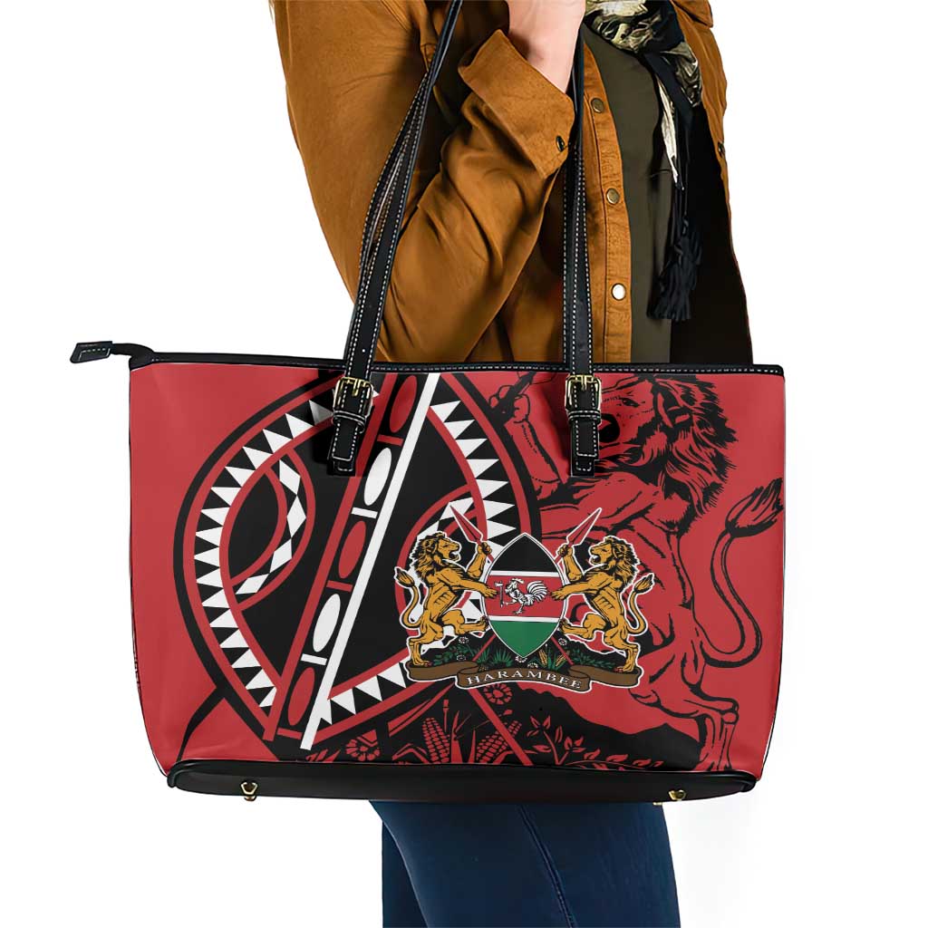 Kenya With African Shield Leather Tote Bag LT9