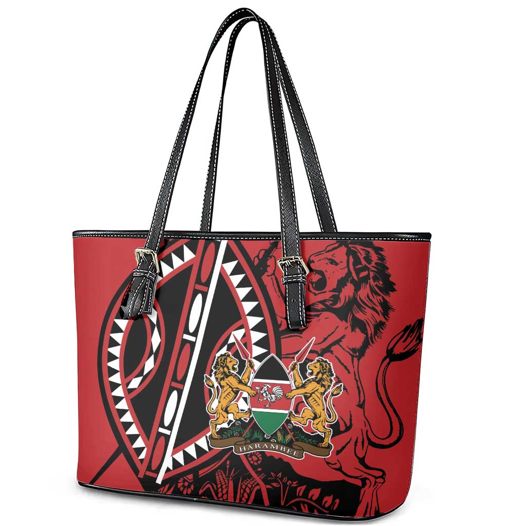 Kenya With African Shield Leather Tote Bag LT9