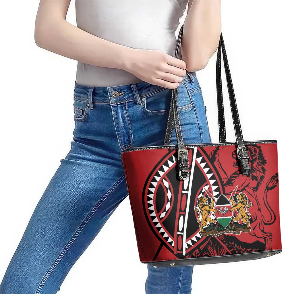 Kenya With African Shield Leather Tote Bag LT9