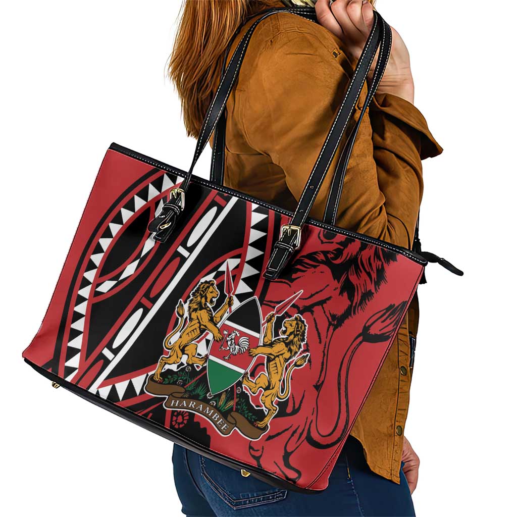 Kenya With African Shield Leather Tote Bag LT9