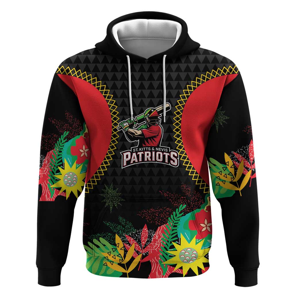 Custom Caribbean Cricket St Kitts and Nevis Hoodie Two Islands One Fire Patriots Crown 2025 - Black LT9