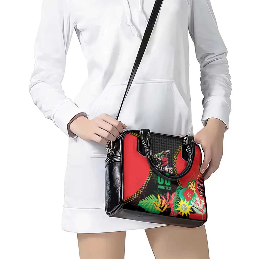 Custom Caribbean Cricket St Kitts and Nevis Shoulder Handbag Two Islands One Fire Patriots Crown 2025 - Black LT9
