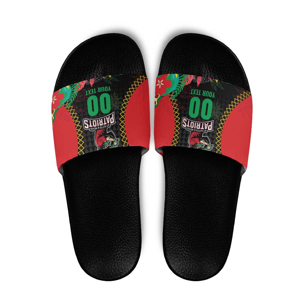 Custom Caribbean Cricket St Kitts and Nevis Slide Sandals Two Islands One Fire Patriots Crown 2025 - Black LT9