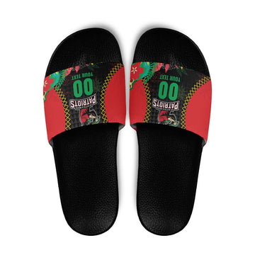 Custom Caribbean Cricket St Kitts and Nevis Slide Sandals Two Islands One Fire Patriots Crown 2025 - Black LT9