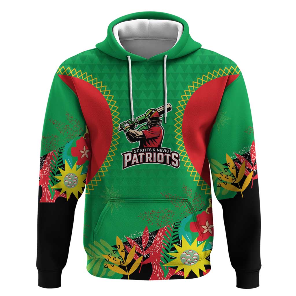 Custom Caribbean Cricket St Kitts and Nevis Hoodie Two Islands One Fire Patriots Crown 2025 - Green LT9