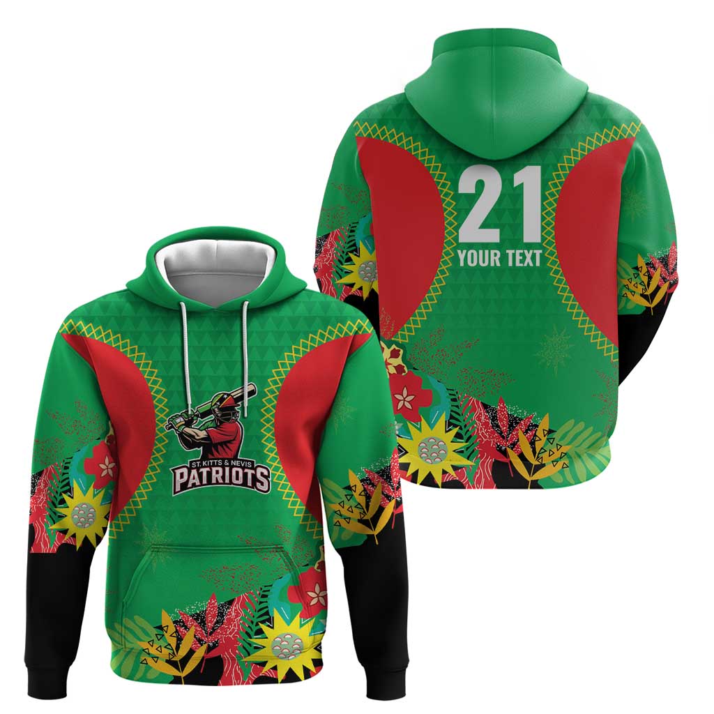 Custom Caribbean Cricket St Kitts and Nevis Hoodie Two Islands One Fire Patriots Crown 2025 - Green LT9