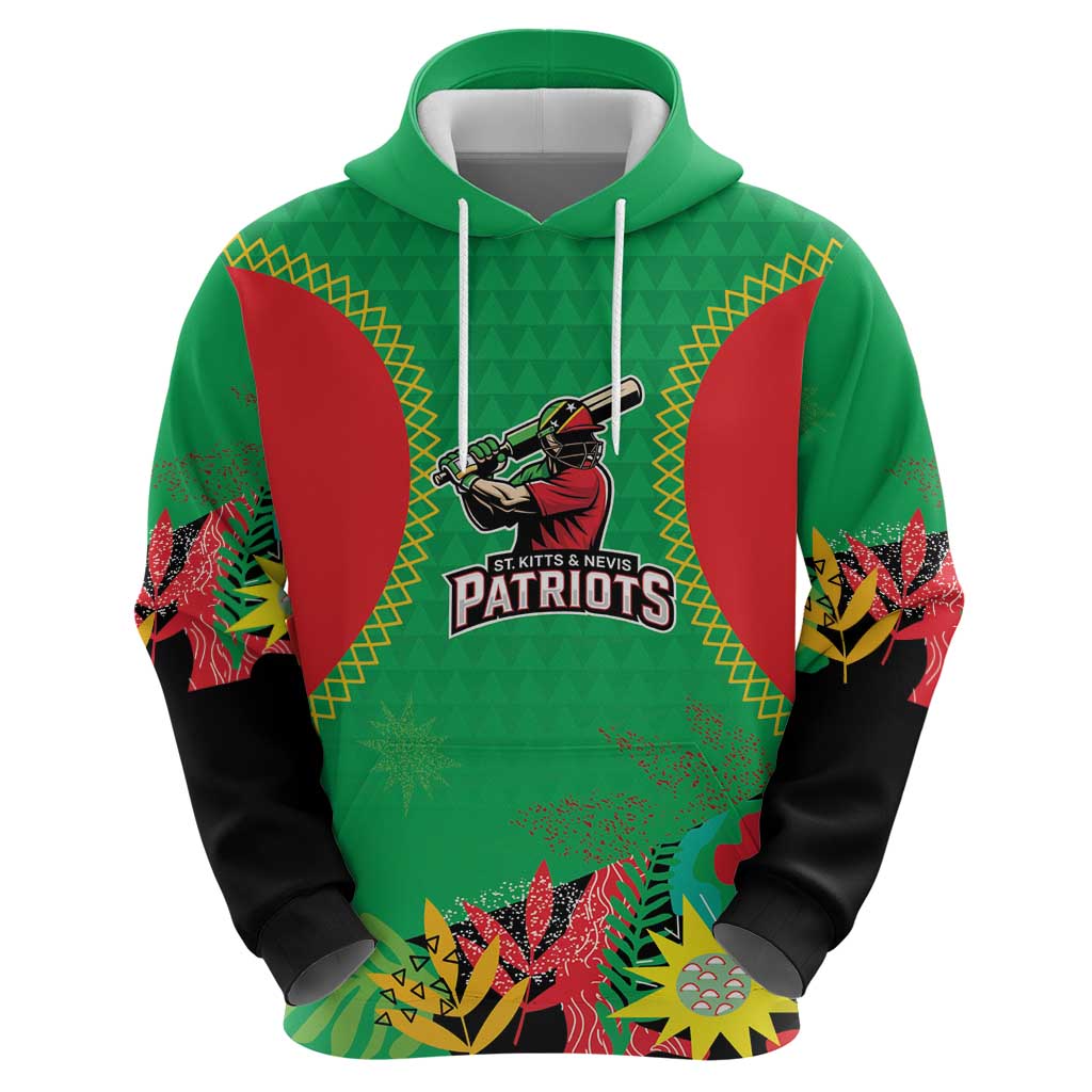 Custom Caribbean Cricket St Kitts and Nevis Hoodie Two Islands One Fire Patriots Crown 2025 - Green LT9