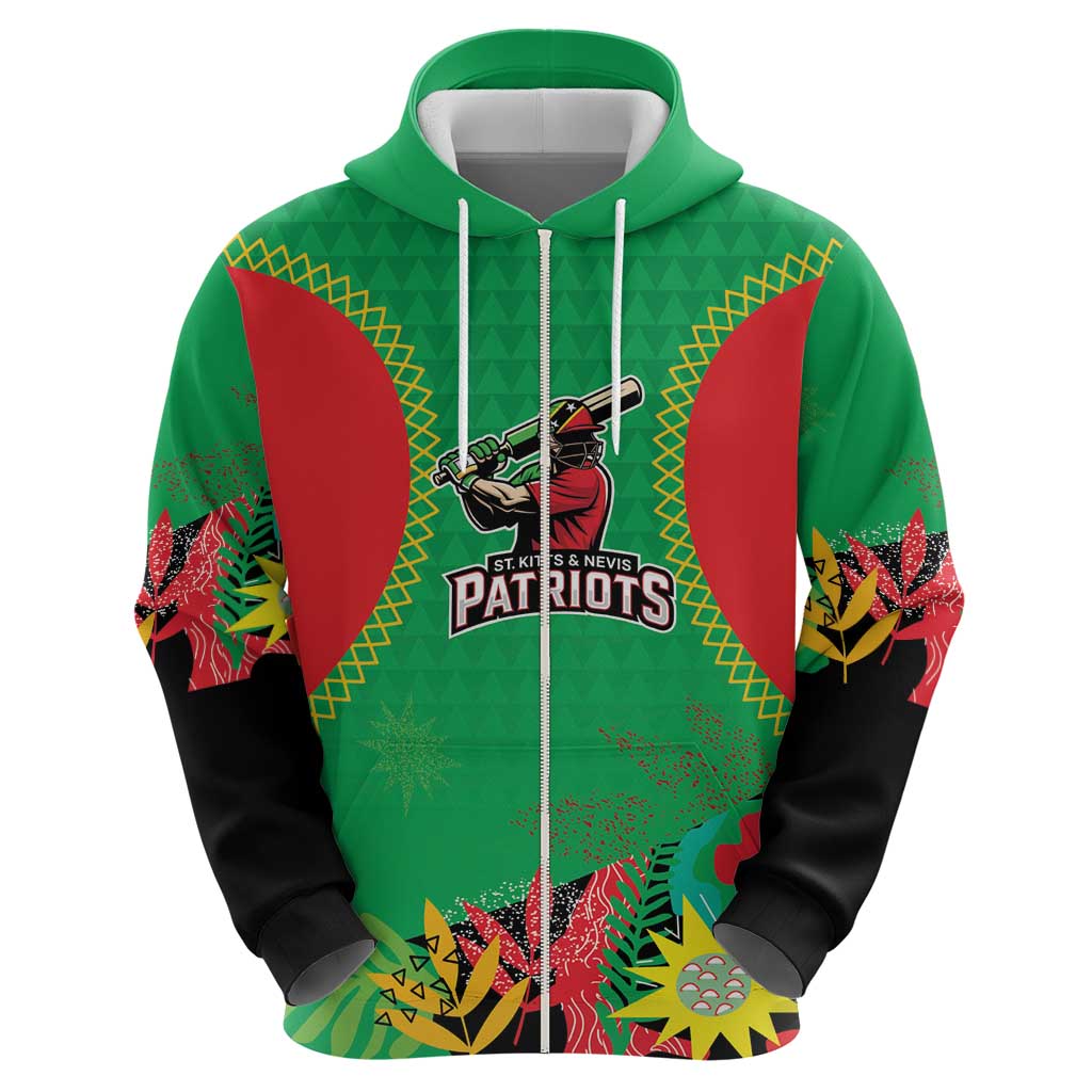 Custom Caribbean Cricket St Kitts and Nevis Hoodie Two Islands One Fire Patriots Crown 2025 - Green LT9