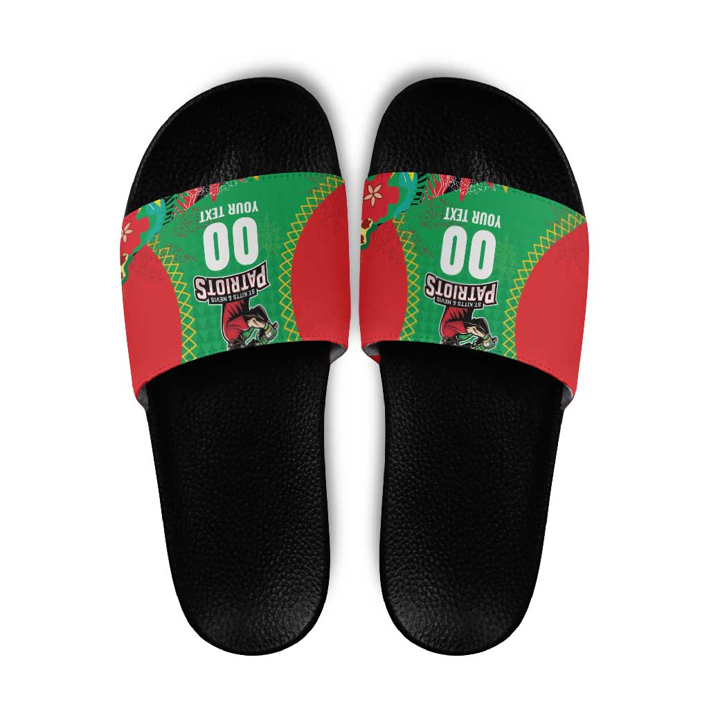 Custom Caribbean Cricket St Kitts and Nevis Slide Sandals Two Islands One Fire Patriots Crown 2025 - Green LT9