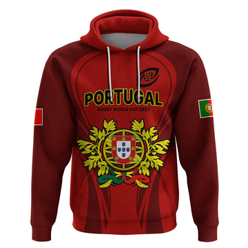 Custom Portugal Rugby Hoodie The Wolves World Cup 2023 Go Os Lobos LT9