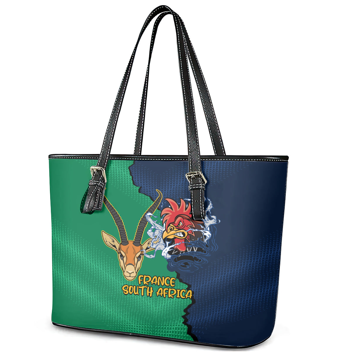 France South Africa Rugby Leather Tote Bag Springboks and Gallic Rooster World Cup 2023 LT9