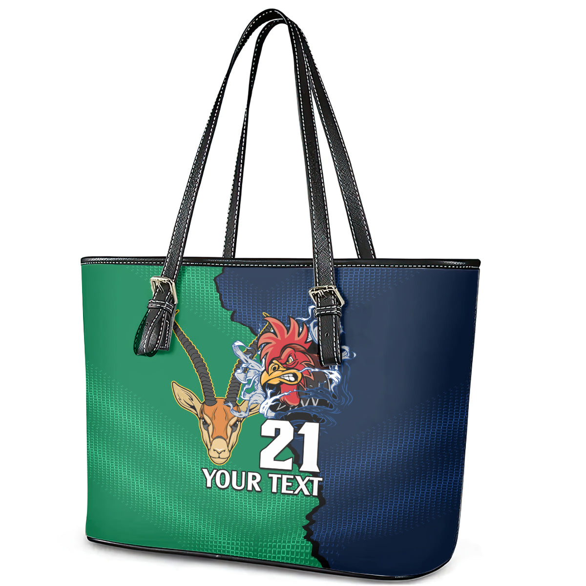 Custom France South Africa Rugby Leather Tote Bag Springboks and Gallic Rooster World Cup 2023 LT9