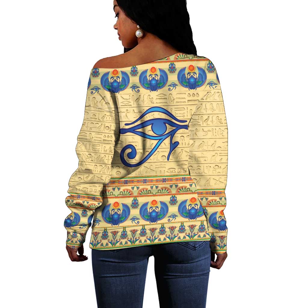 Ancient Egypt Scarab Beetle Off Shoulder Sweater LT9