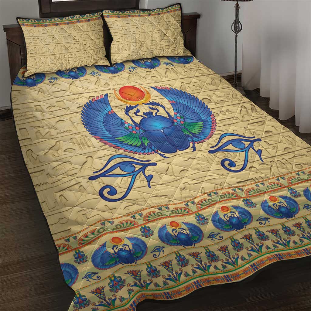Ancient Egypt Scarab Beetle Quilt Bed Set LT9