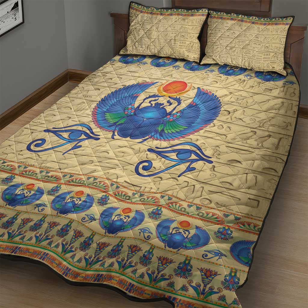 Ancient Egypt Scarab Beetle Quilt Bed Set LT9