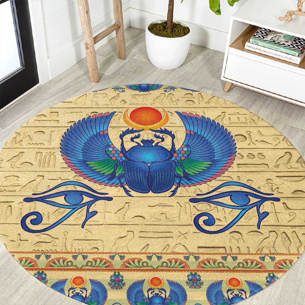 Ancient Egypt Scarab Beetle Round Carpet LT9
