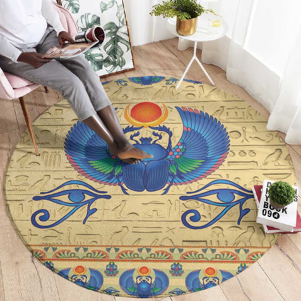 Ancient Egypt Scarab Beetle Round Carpet LT9