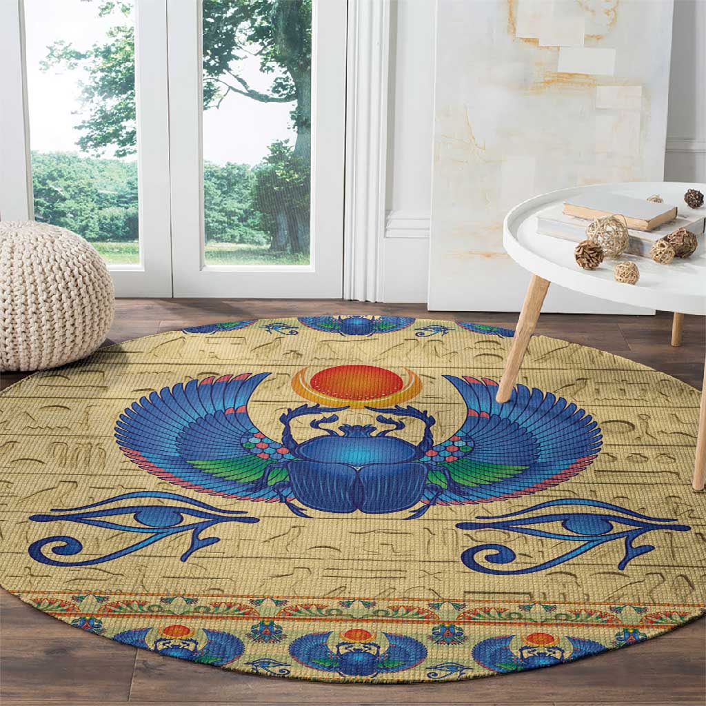 Ancient Egypt Scarab Beetle Round Carpet LT9