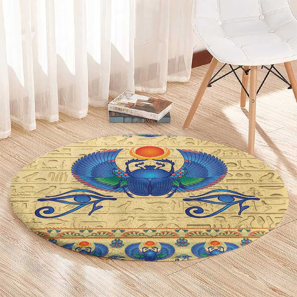 Ancient Egypt Scarab Beetle Round Carpet LT9
