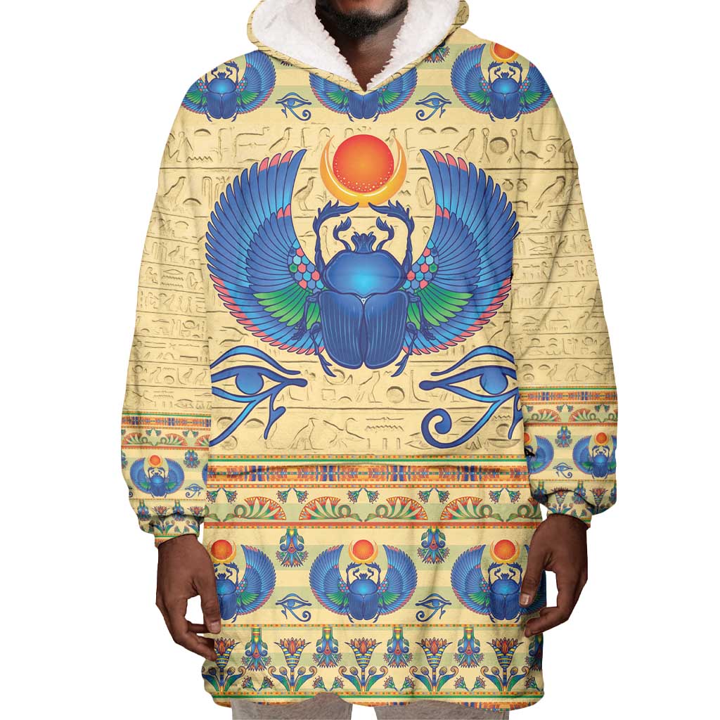 Ancient Egypt Scarab Beetle Wearable Blanket Hoodie LT9