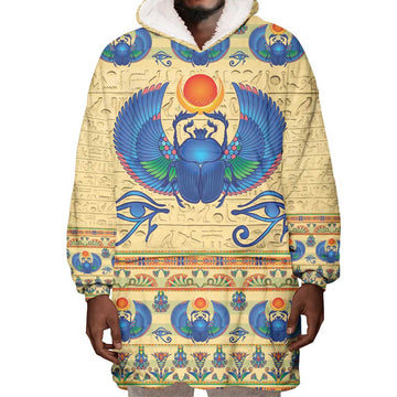 Ancient Egypt Scarab Beetle Wearable Blanket Hoodie LT9