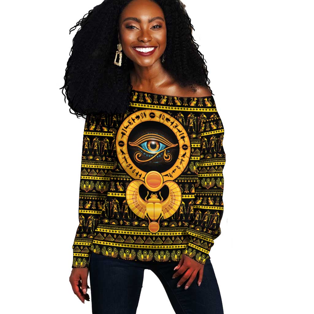 Egyptian God of The Sun Eye of Ra Off Shoulder Sweater LT9