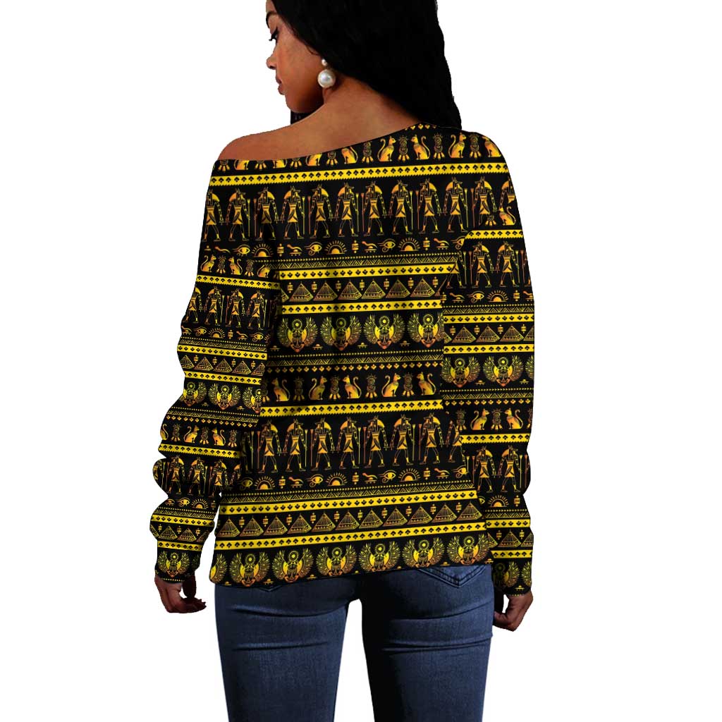 Egyptian God of The Sun Eye of Ra Off Shoulder Sweater LT9
