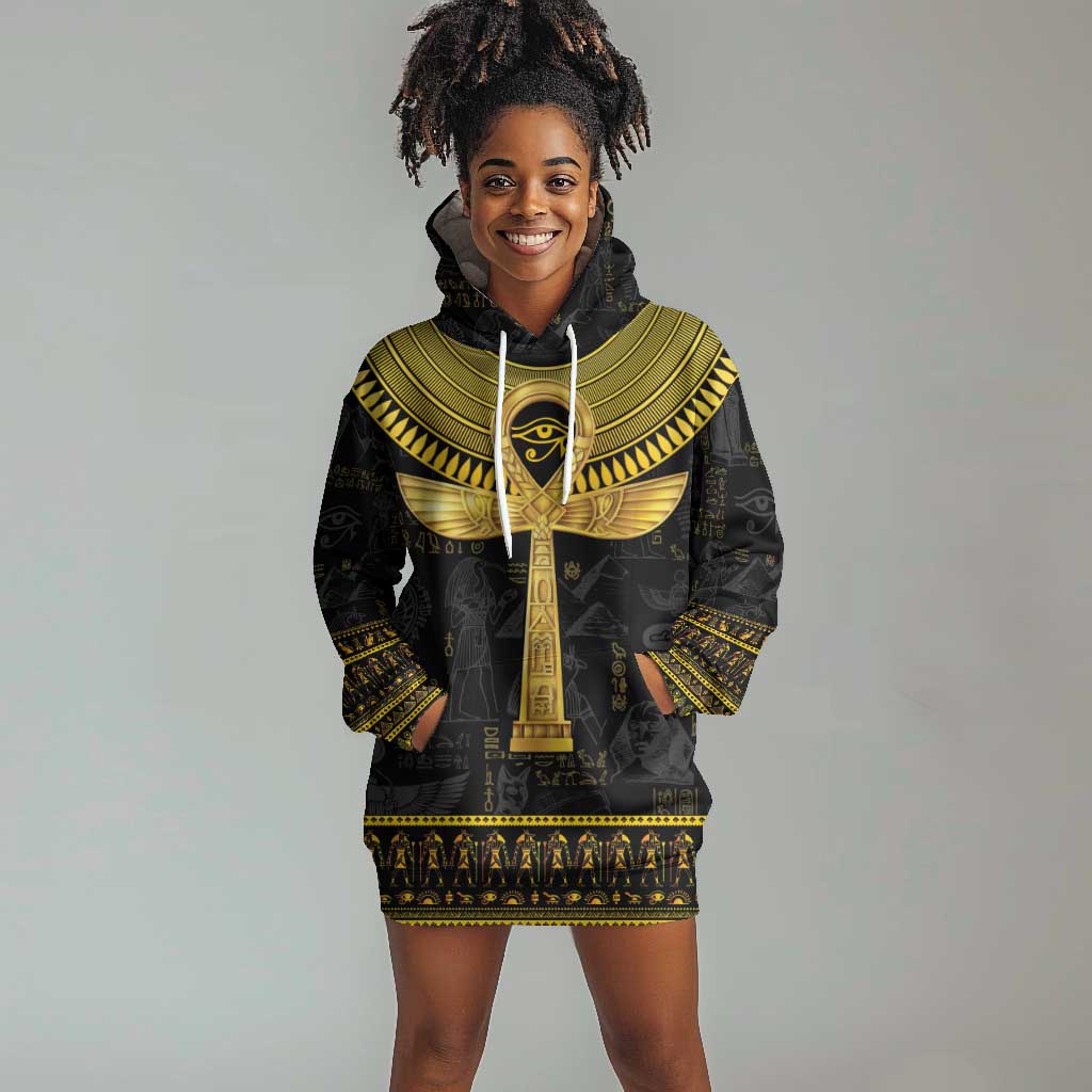 The Ankh Egyptian Hieroglyphs Hoodie Dress LT9