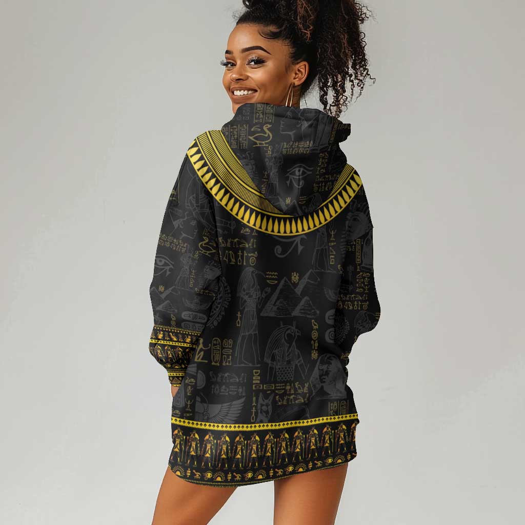 The Ankh Egyptian Hieroglyphs Hoodie Dress LT9