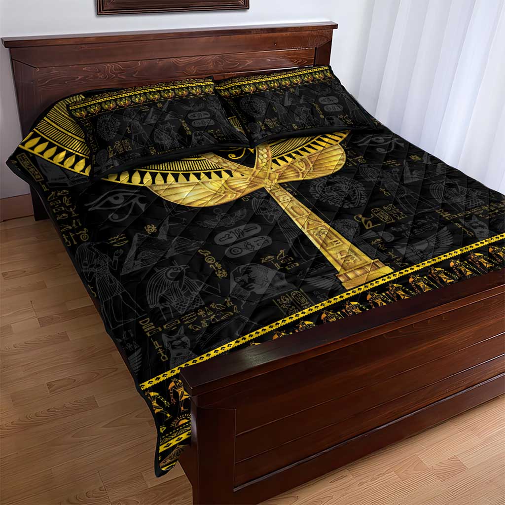 The Ankh Egyptian Hieroglyphs Quilt Bed Set LT9