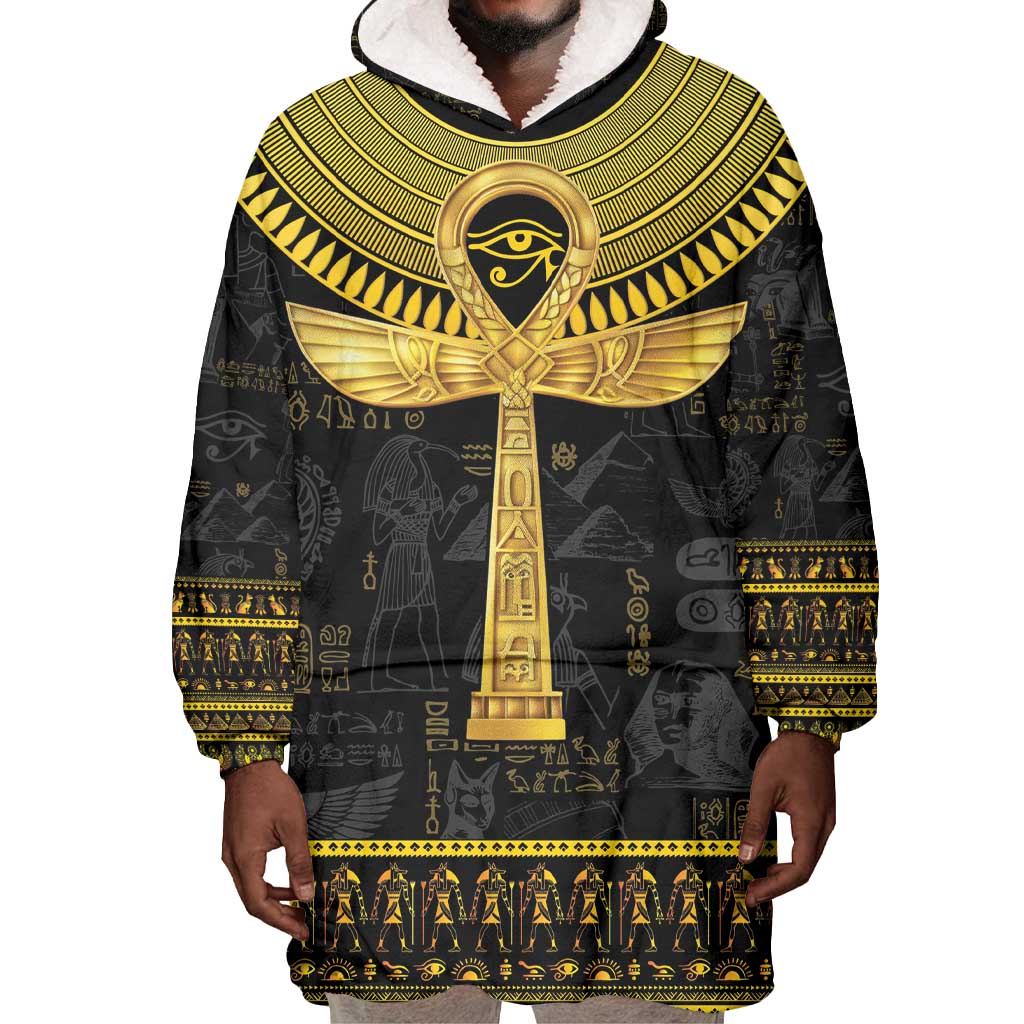 The Ankh Egyptian Hieroglyphs Wearable Blanket Hoodie LT9
