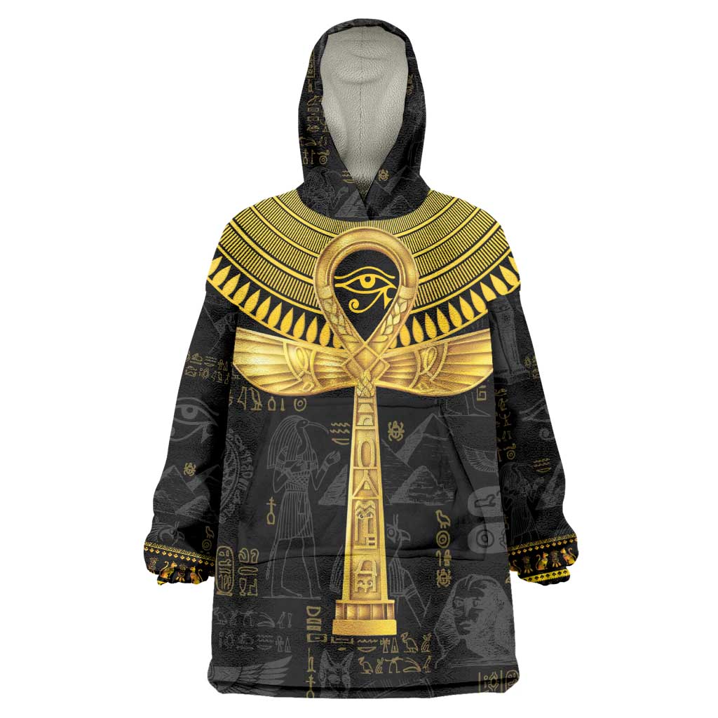 The Ankh Egyptian Hieroglyphs Wearable Blanket Hoodie LT9