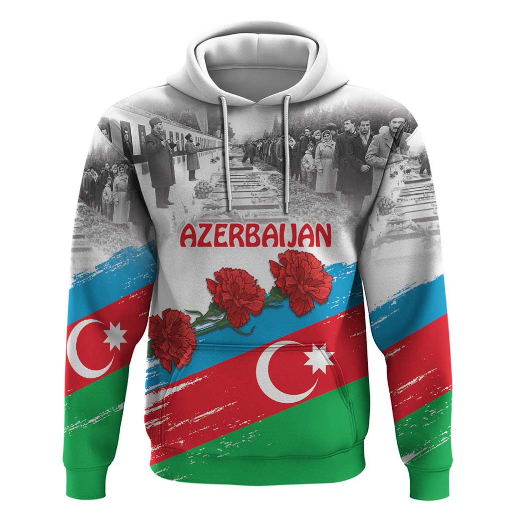 Azerbaijan Qara Yanvar Hoodie with Flag Style LT9