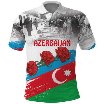 Azerbaijan Qara Yanvar Polo Shirt with Flag Style LT9