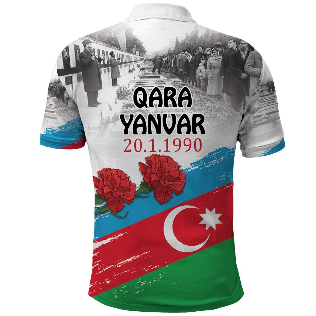 Azerbaijan Qara Yanvar Polo Shirt with Flag Style LT9