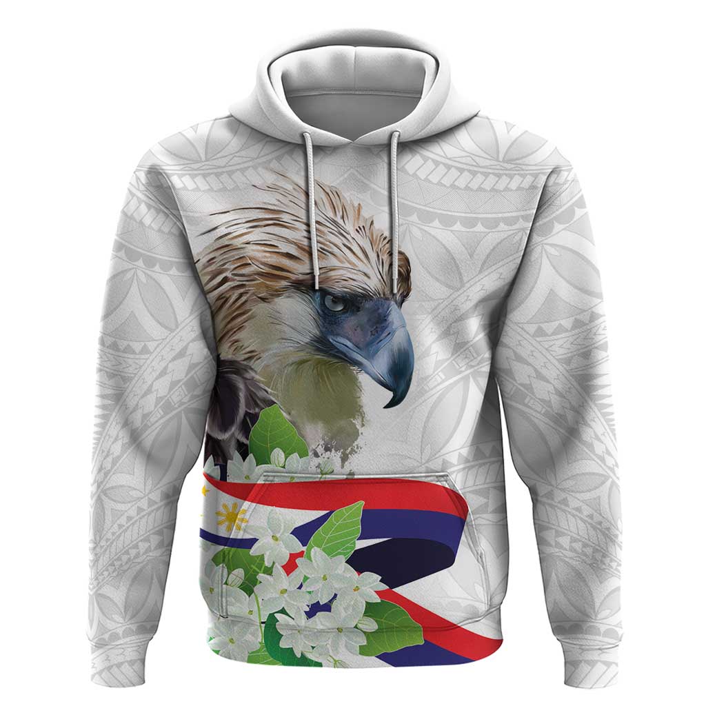Philippines Eagle and Sampaguita Flowers Hoodie Polynesian Pattern LT9