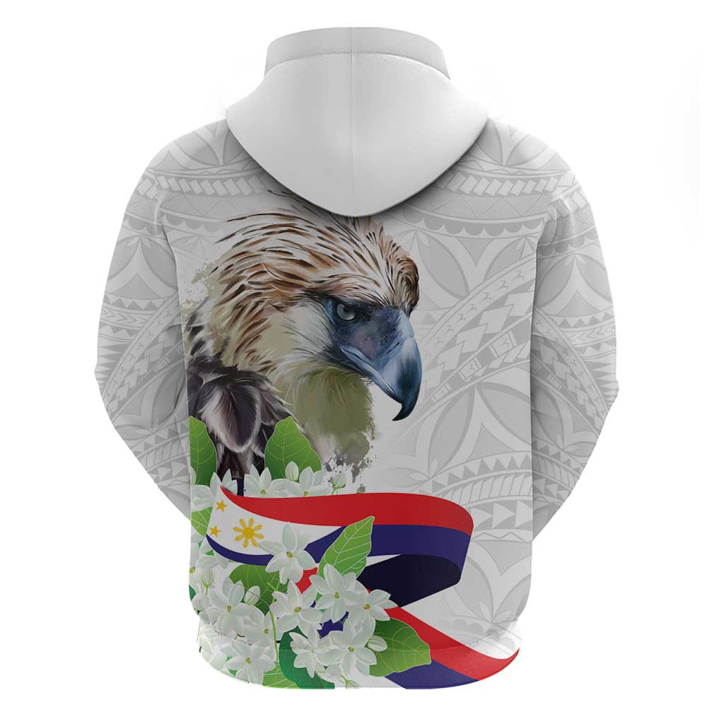 Philippines Eagle and Sampaguita Flowers Hoodie Polynesian Pattern LT9