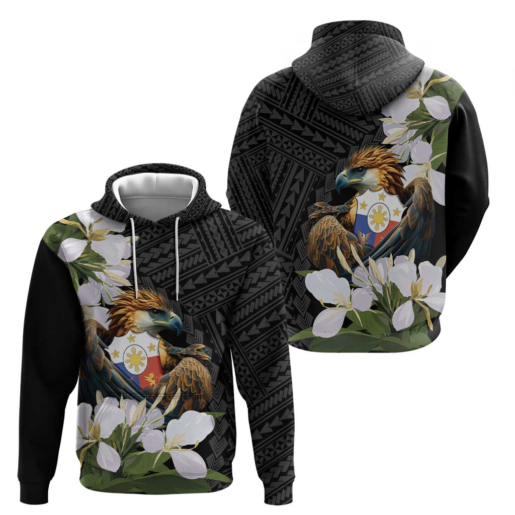 Philippines Eagle with Coat Of Arm Hoodie Simple Sampaguita Jasmine LT9