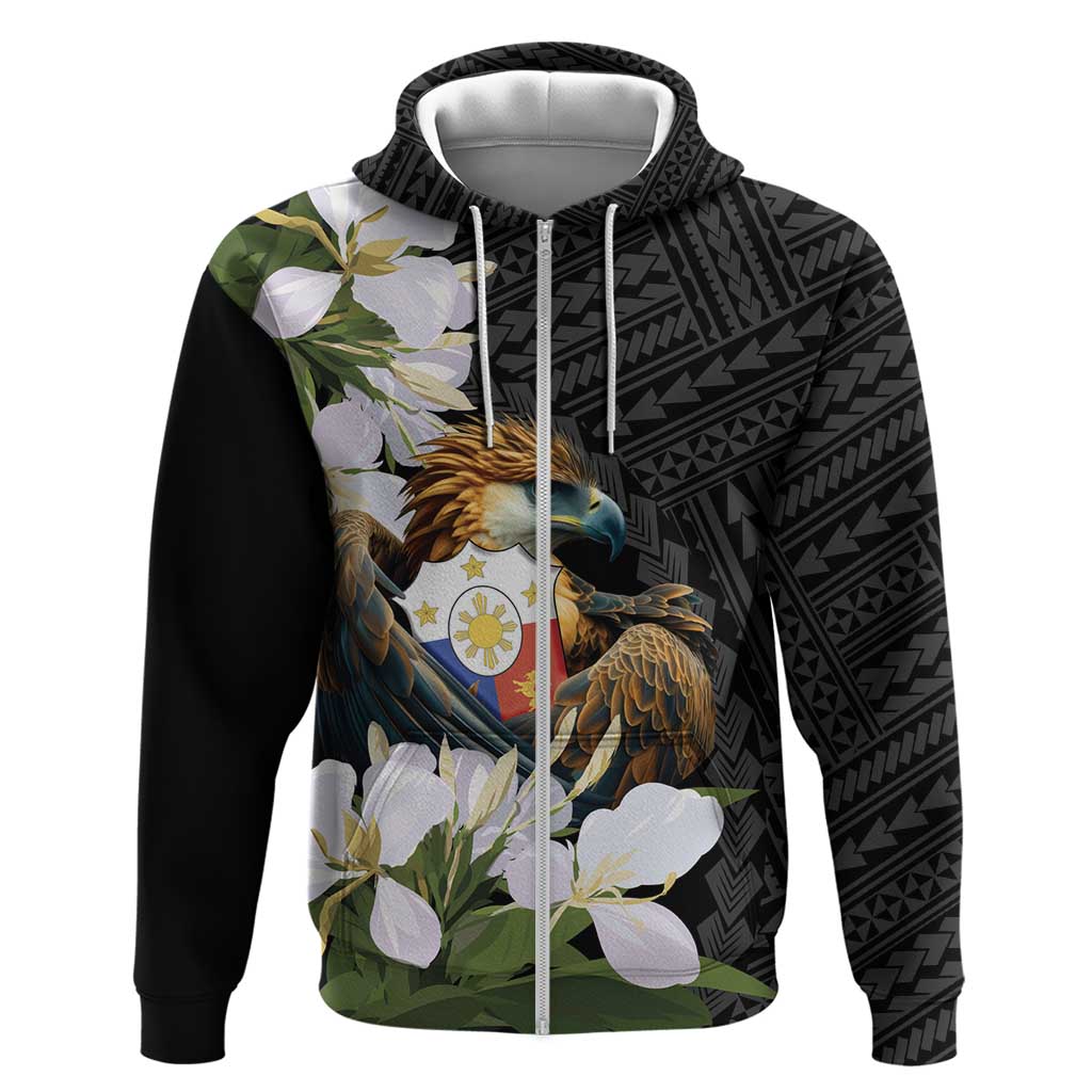 Philippines Eagle with Coat Of Arm Hoodie Simple Sampaguita Jasmine LT9