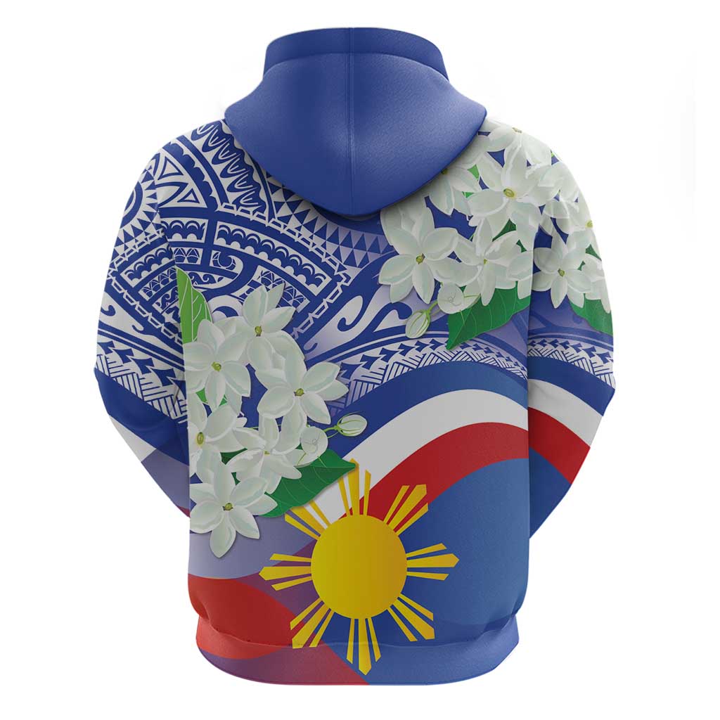 Philippines Flag Hoodie Sampaguita Jasmine with Polynesian Tribal LT9