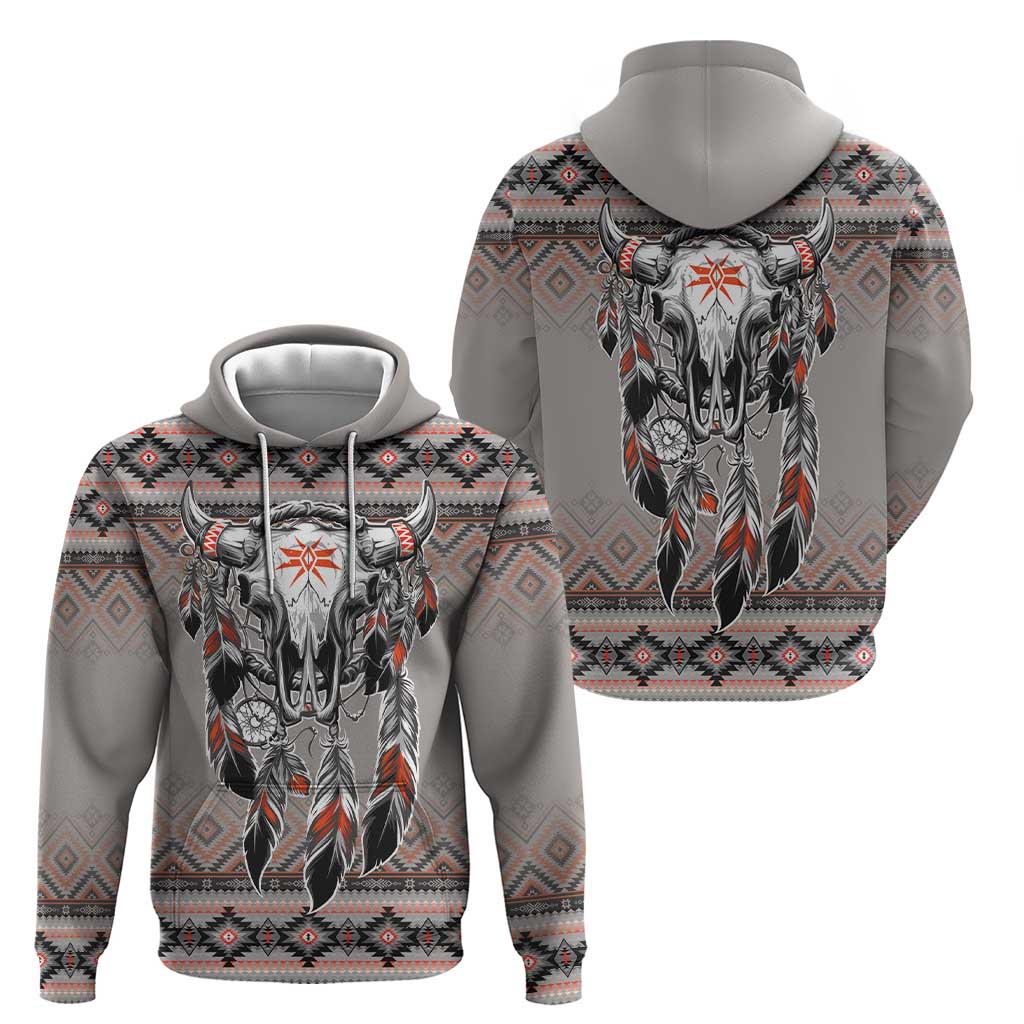 Native American Buffalo Skull Hoodie with Dream Catchers Feathers LT9