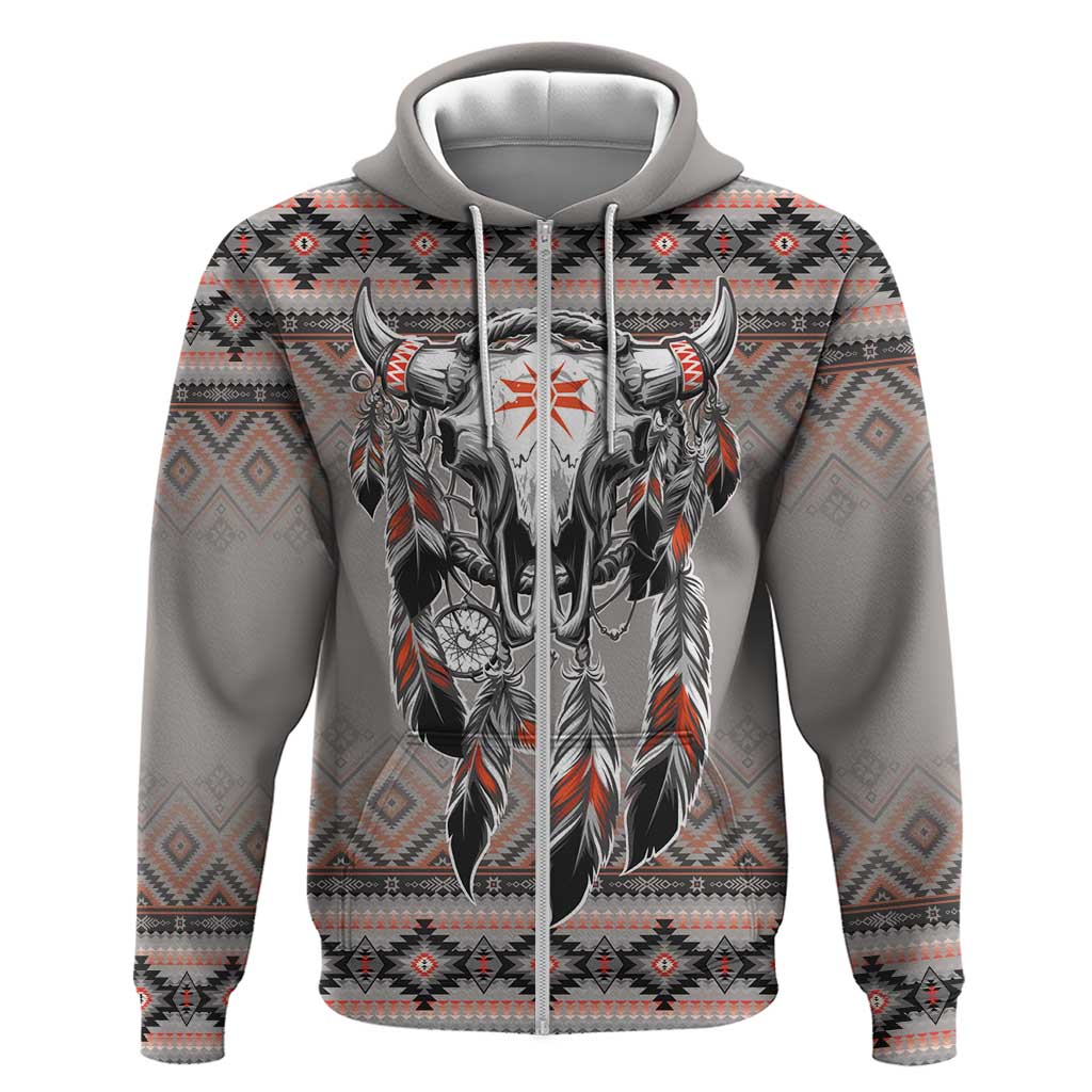 Native American Buffalo Skull Hoodie with Dream Catchers Feathers LT9