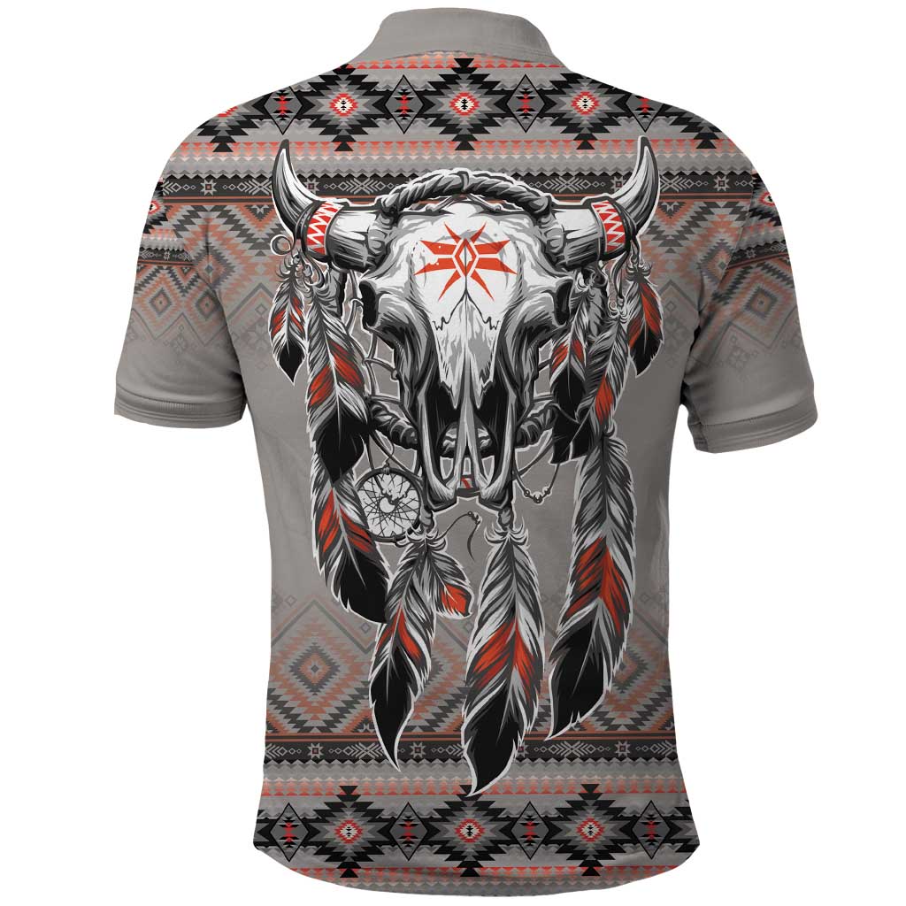 Native American Buffalo Skull Polo Shirt with Dream Catchers Feathers LT9